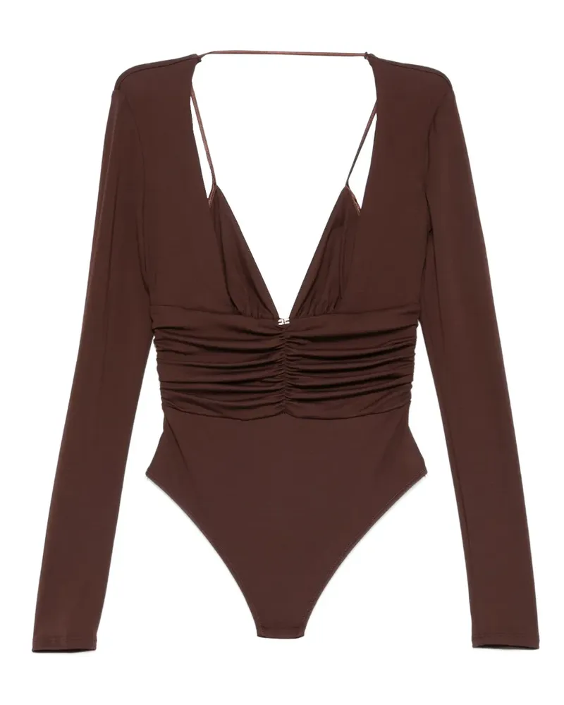 Elisabetta Franchi Langärmeliger Body - Braun Braun
