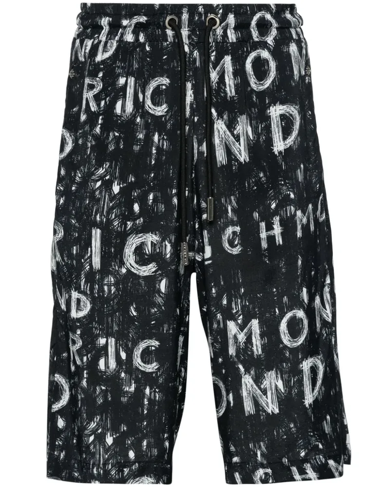 John Richmond Shorts mit Logo-Print Schwarz