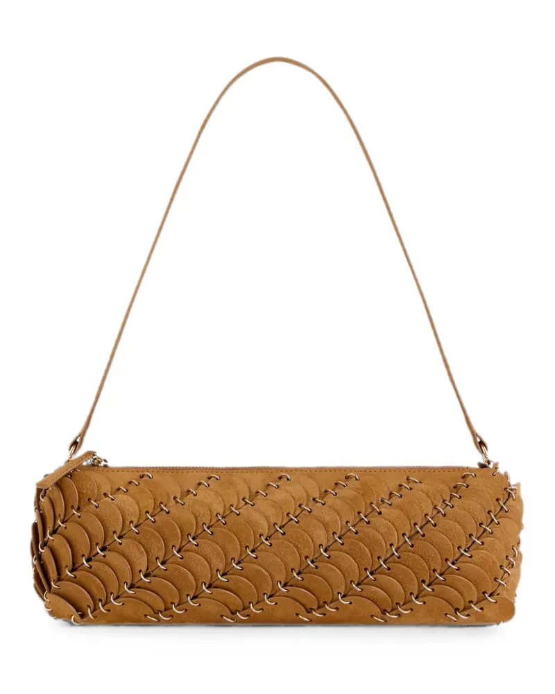 Paco Rabanne Mittelgroße Paco Schultertasche mit Scheibendetail - Braun Braun