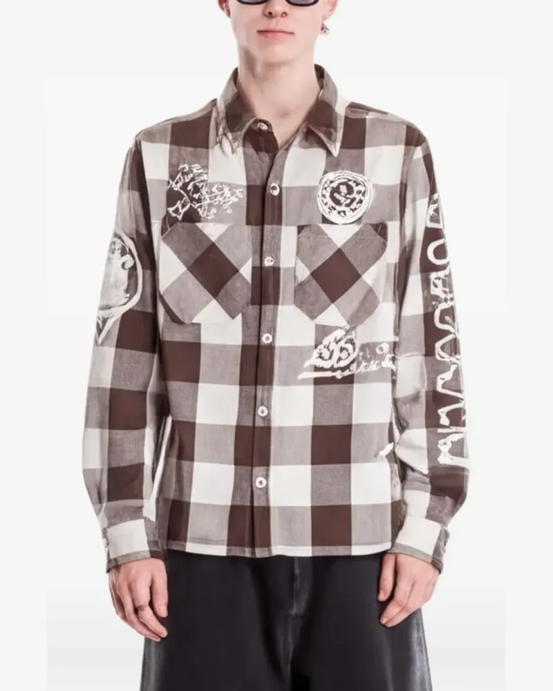 Billionaire Boys Club logo-print checked shirt - Braun Braun