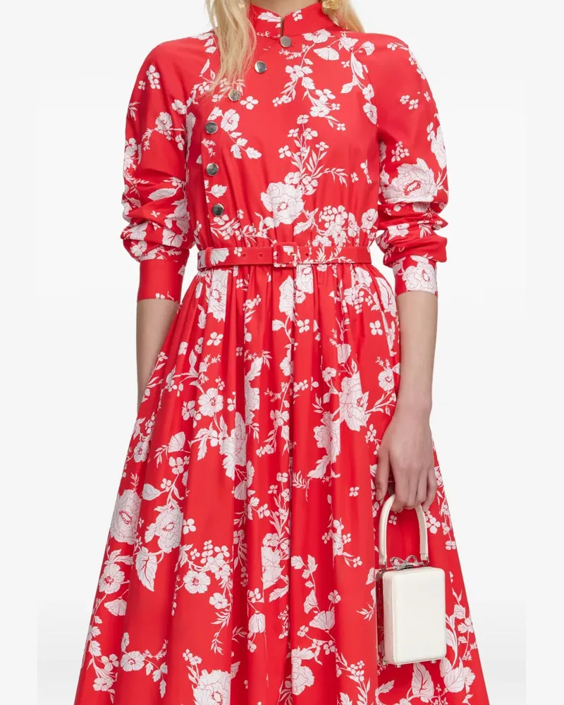 Self-Portrait Midikleid mit Blumenmuster - Rot Rot