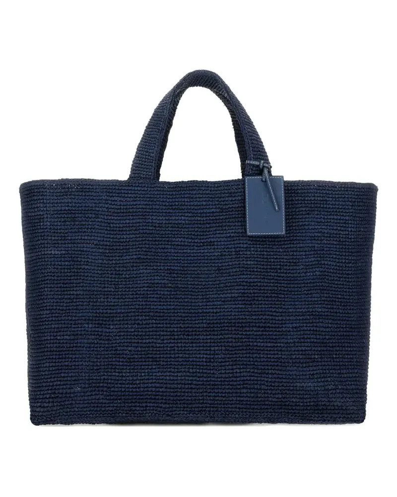Manebí Sunset Schultertasche aus Raffiabast - Blau Blau