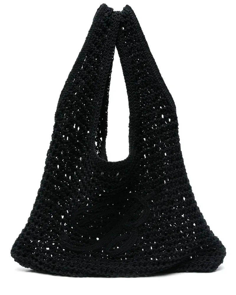 Blumarine Schultertasche mit Logo-Stickerei - Schwarz Schwarz