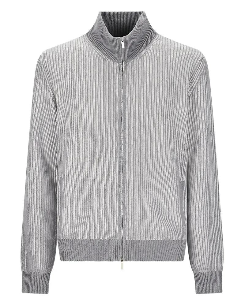 LARDINI Gerippter Cardigan mit Reißverschluss - Grau Grau