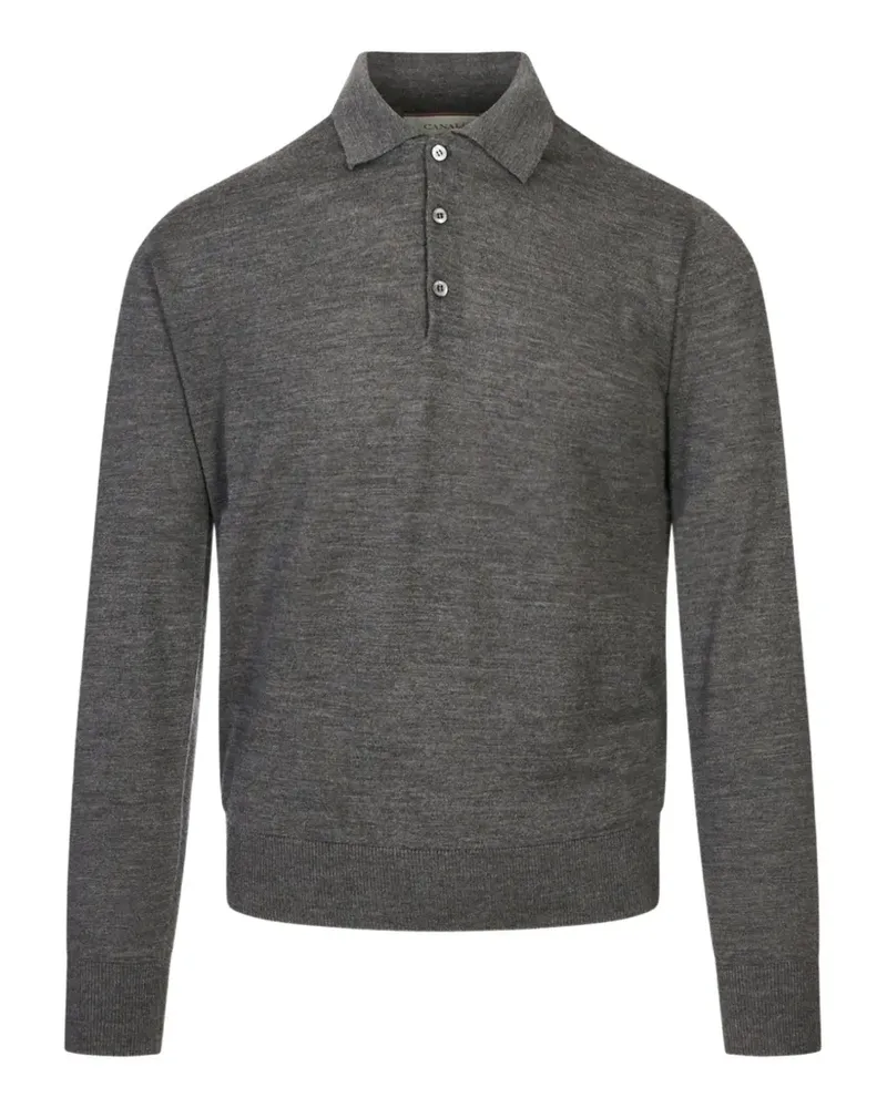 Canali Langärmeliges Poloshirt - Grau Grau