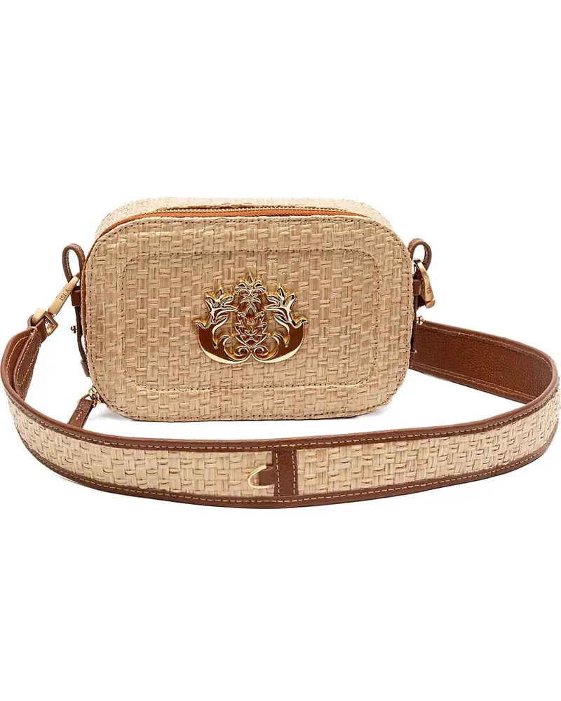 ISLA woven emblem shoulder bag - Nude Nude