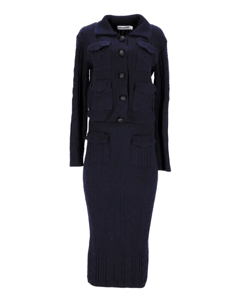 Self-Portrait flap-pocket midi skirt set (set of two) - Blau Blau