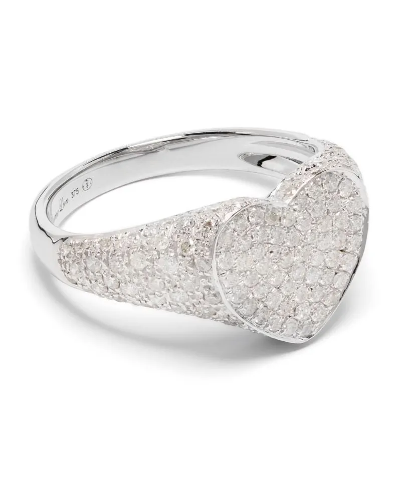 Yvonne Léon 9kt Chevalière Weißgoldring mit Diamanten - Silber Silber