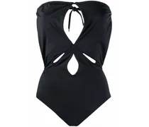 Bandeau-Badeanzug mit Cut-Out - Schwarz