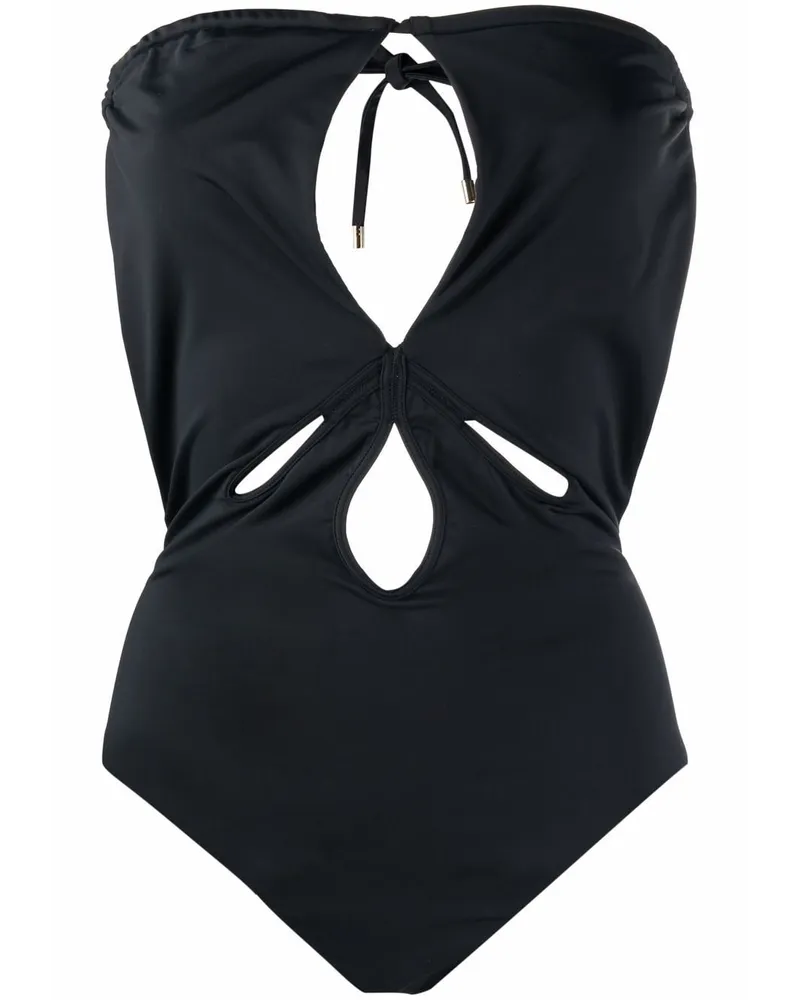 Self-Portrait Bandeau-Badeanzug mit Cut-Out - Schwarz Schwarz