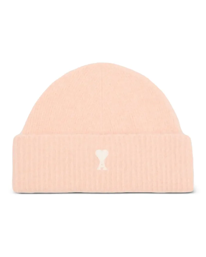 AMI Paris Gestreifte Ami de Coeur Beanie - Rosa Rosa