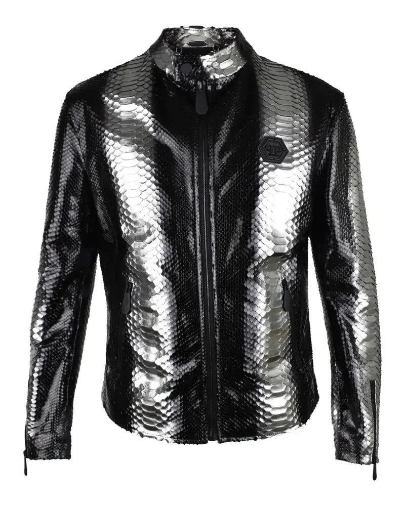 Philipp Plein python-leather jacket - Schwarz Schwarz