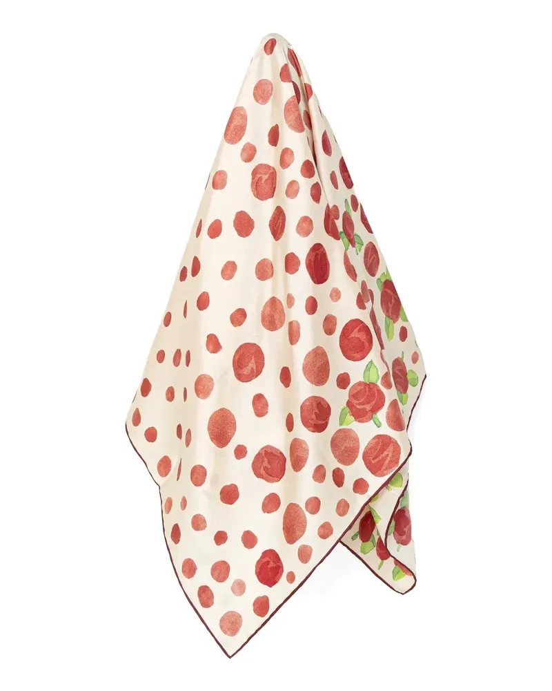 Furla Schal mit Rosen-Print - Nude Nude