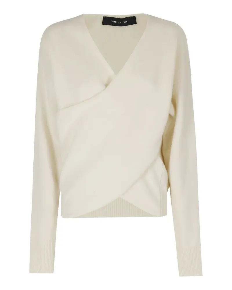 Federica Tosi wrap-style V-neck sweater - Nude Nude
