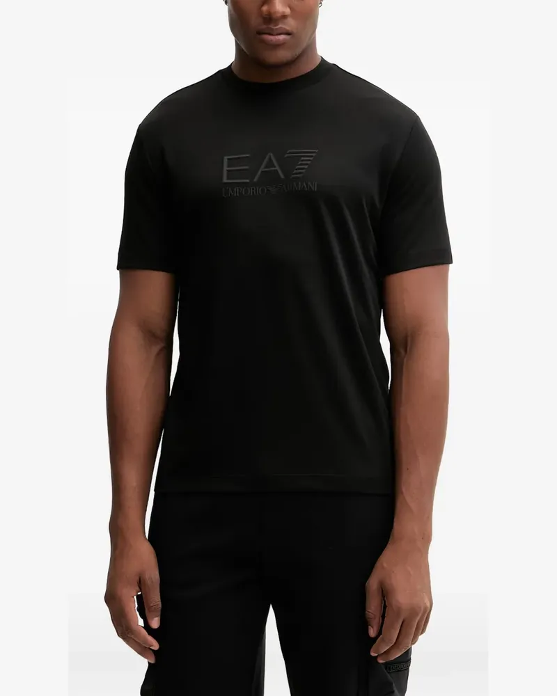 EA7 logo-print crew-neck T-shirt - Schwarz Schwarz