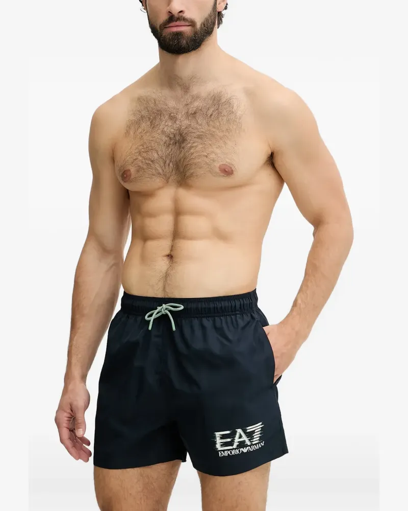 EA7 logo-print drawstring swim shorts - Blau Blau