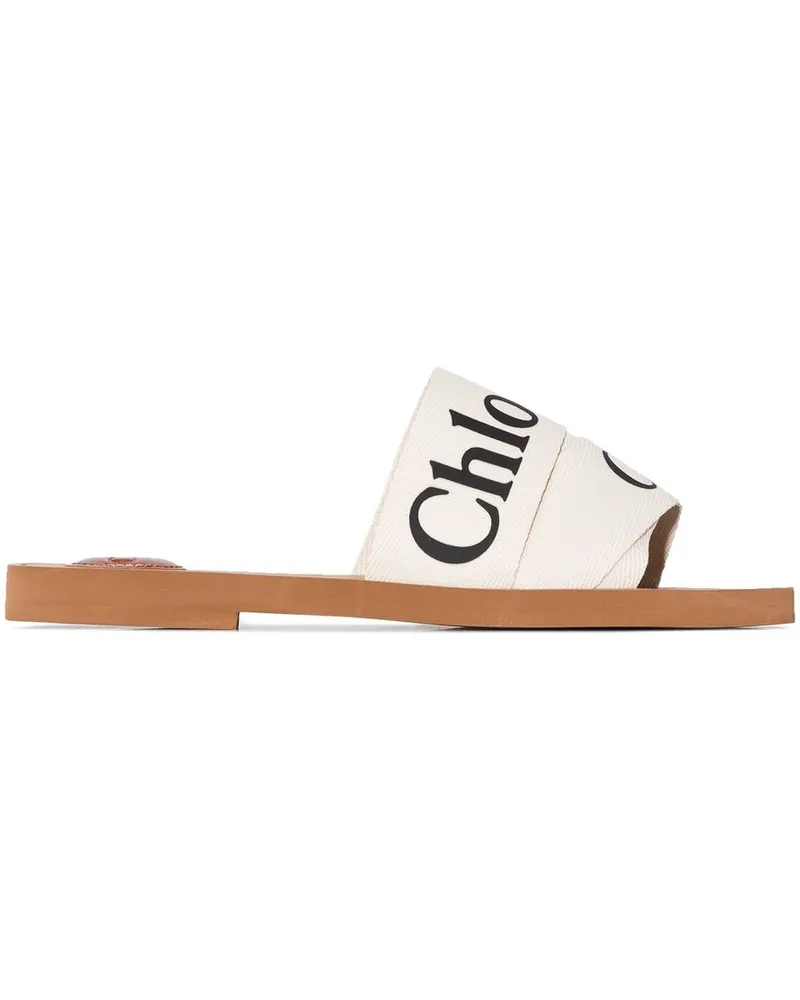 Chloé Woody' Pantoletten mit Logo - Weiß Weiß