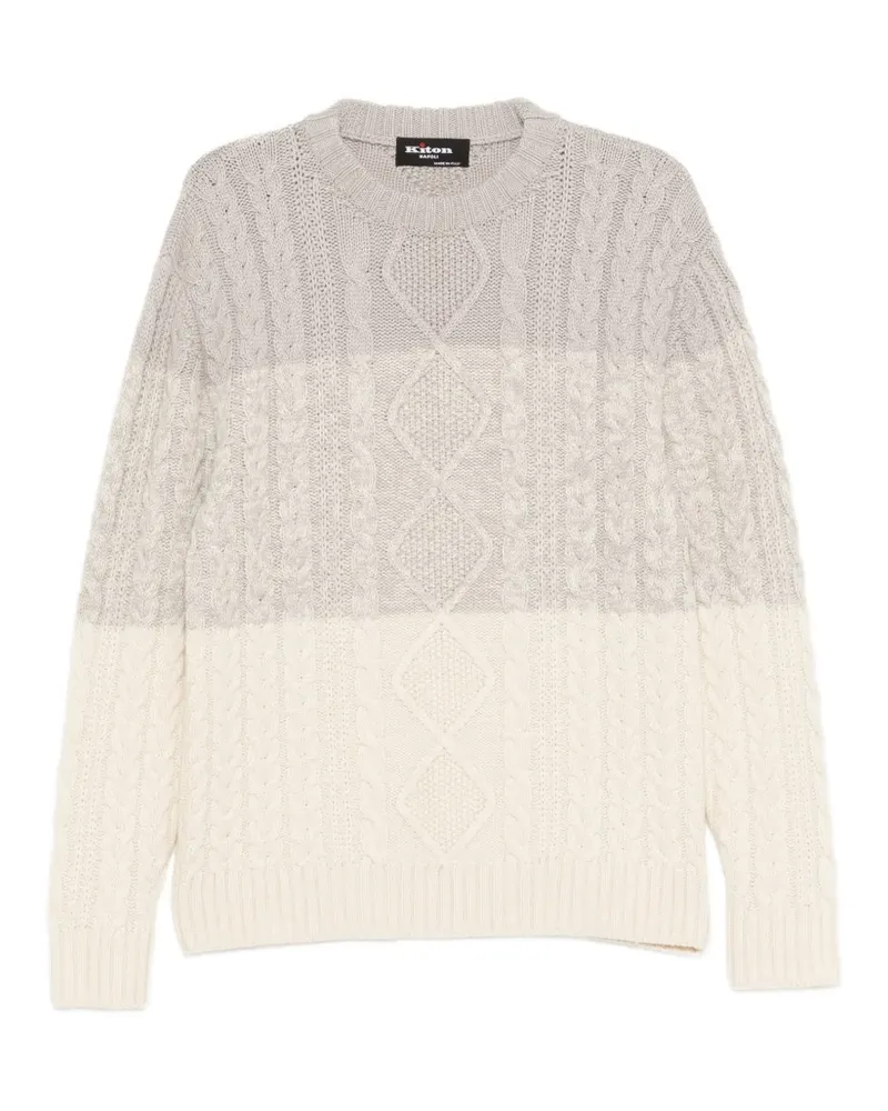 Kiton cable-knit colour-block sweater - Nude Nude