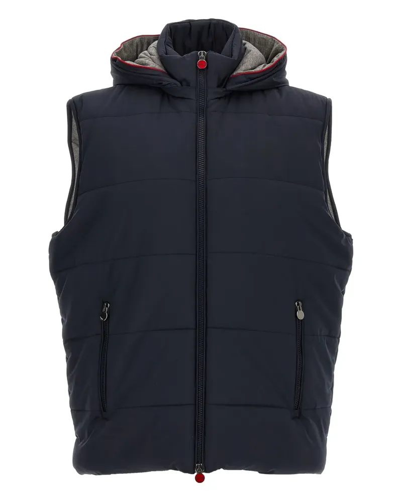Kiton Wattierte Weste mit Reißverschluss - Blau Blau