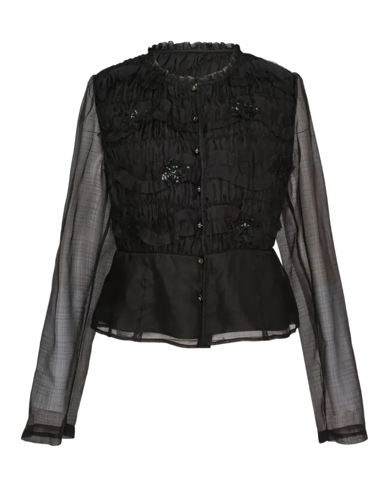Renli Su smocked sequin-embellished blouse - Schwarz Schwarz
