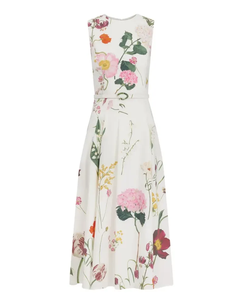 Oscar de la Renta botanical-print sleeveless midi dress - Weiß Weiß