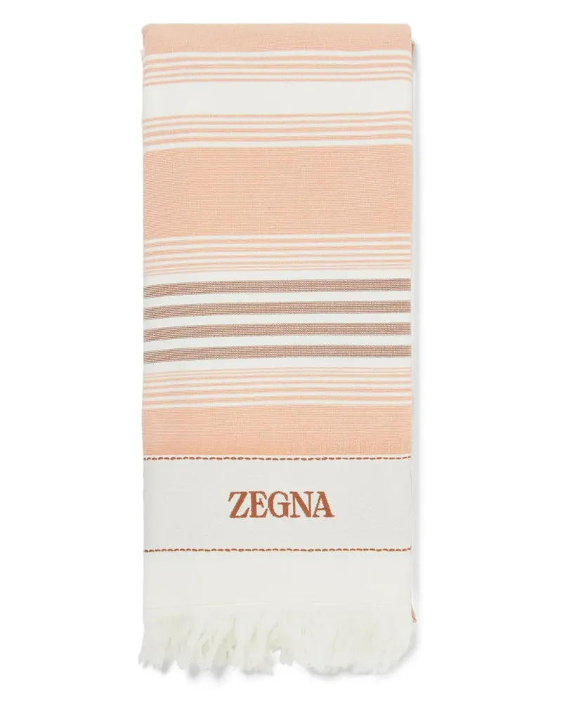 Ermenegildo Zegna Badetuch mit Logo-Stickerei - Orange Orange
