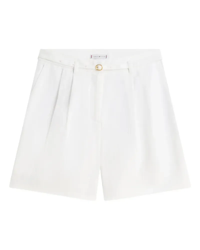 Tommy Hilfiger belted wide-leg pleated linen-blend shorts - Weiß Weiß