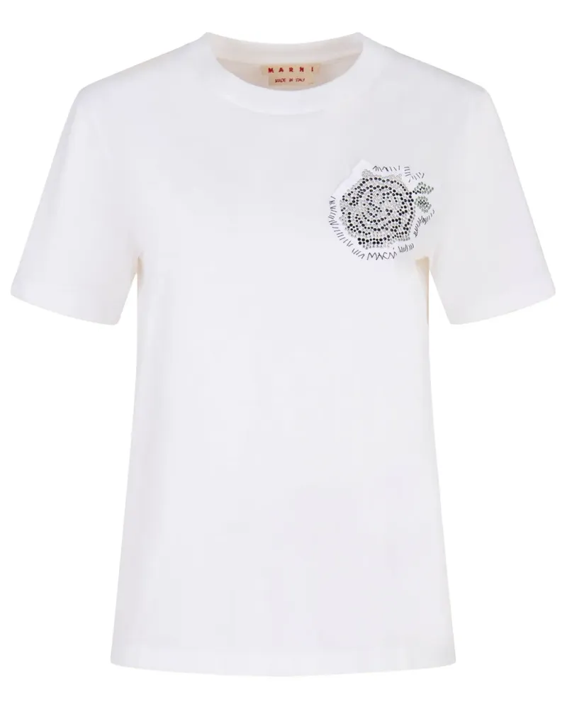 Marni T-Shirt mit Patch-Detail - Weiß Weiß