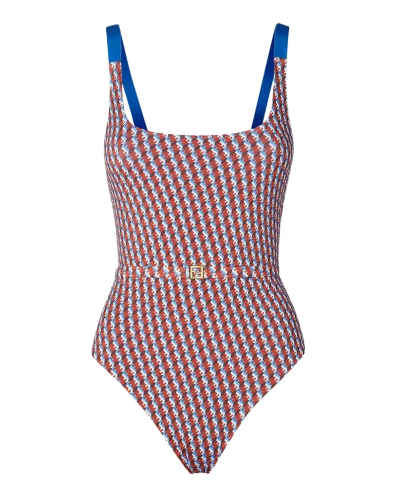 Fendi FF Waves belted swimsuit - Braun Braun