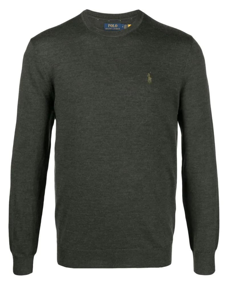 Ralph Lauren Fein gestrickter Polo Pony Pullover - Grün Grün