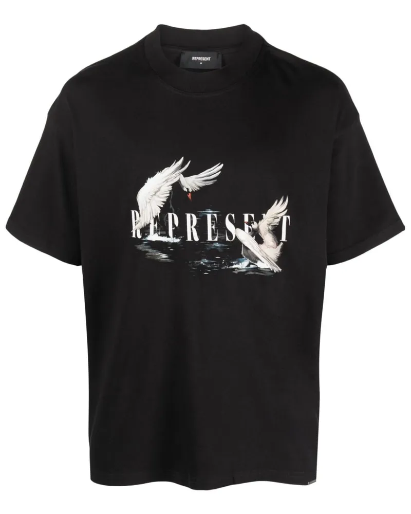 REPRESENT T-Shirt mit Logo-Print Schwarz