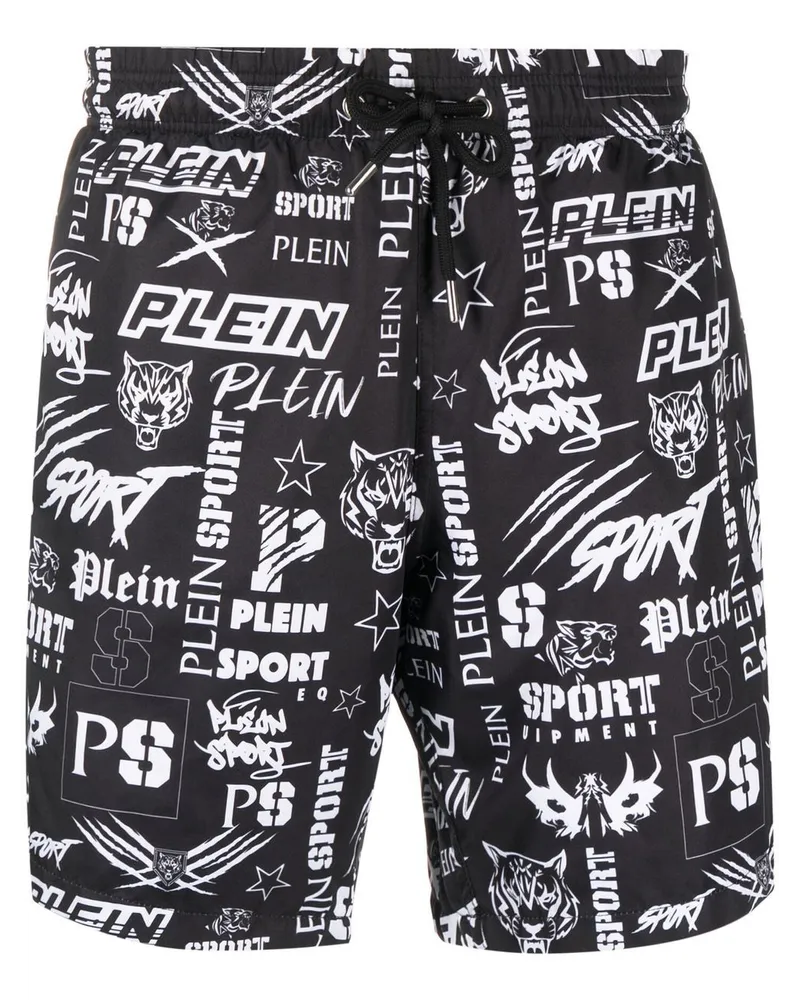 Philipp Plein Badehose mit Logo-Print - Schwarz Schwarz