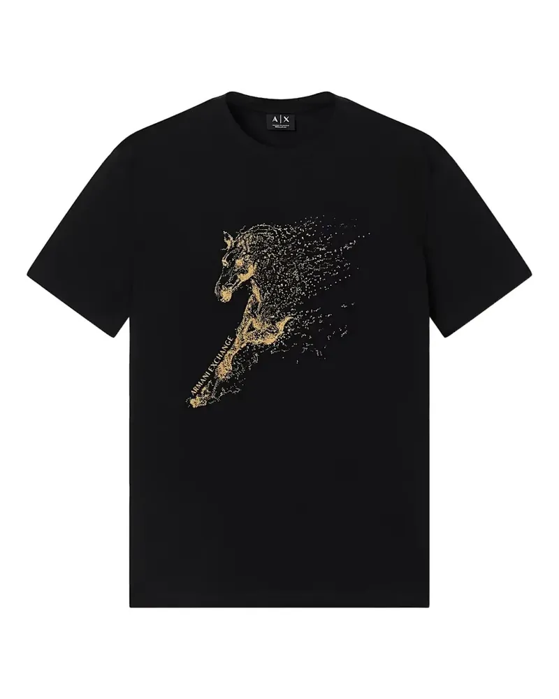 Armani Exchange T-Shirt mit Pferde-Print - Schwarz Schwarz