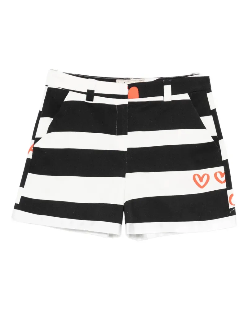 Alessandro Enriquez Gestreifte Shorts mit Herzdetail - Schwarz Schwarz