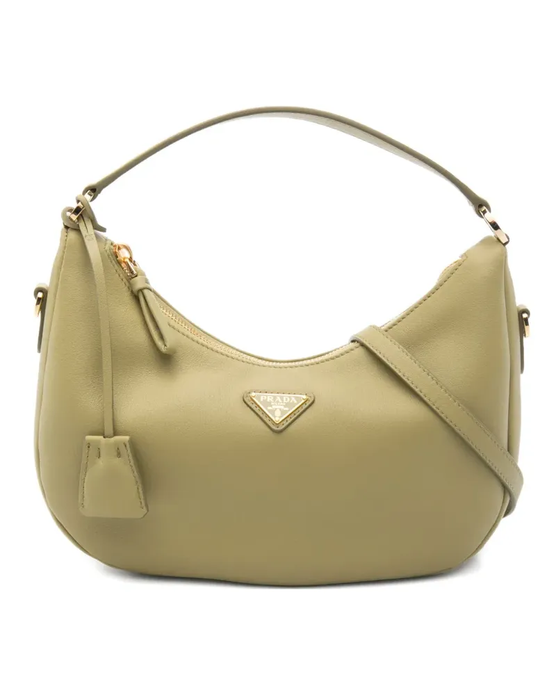 Prada Schultertasche mit Triangel-Logo - Grün Grün
