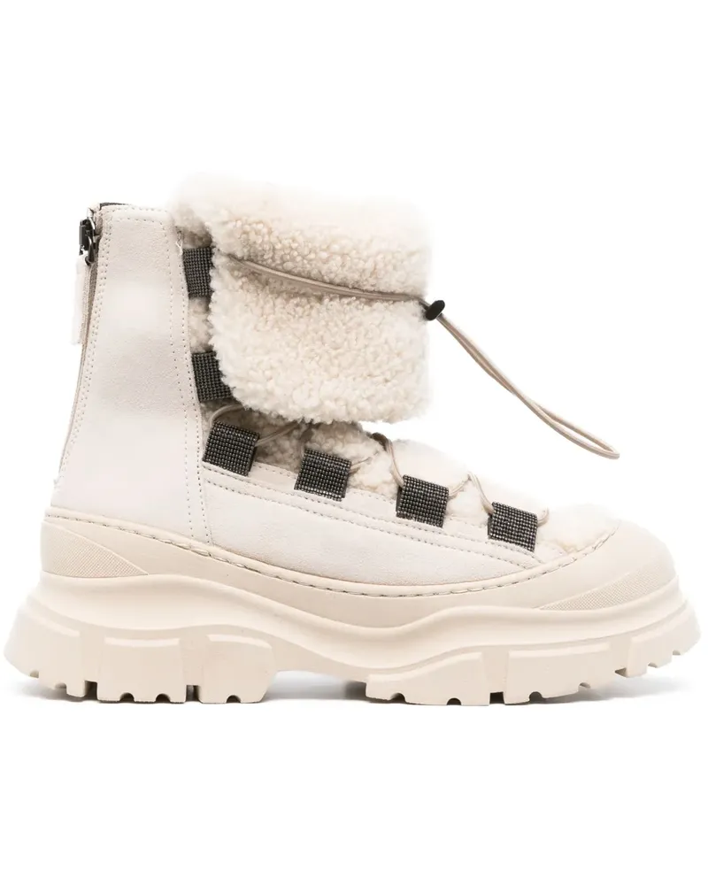 Brunello Cucinelli Stiefeletten mit Fleece - Nude Nude