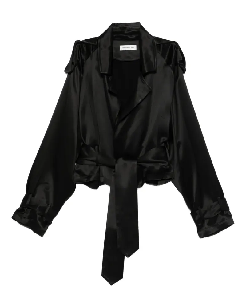 FRANKIE Shop Simona satin belted blouse - Schwarz Schwarz