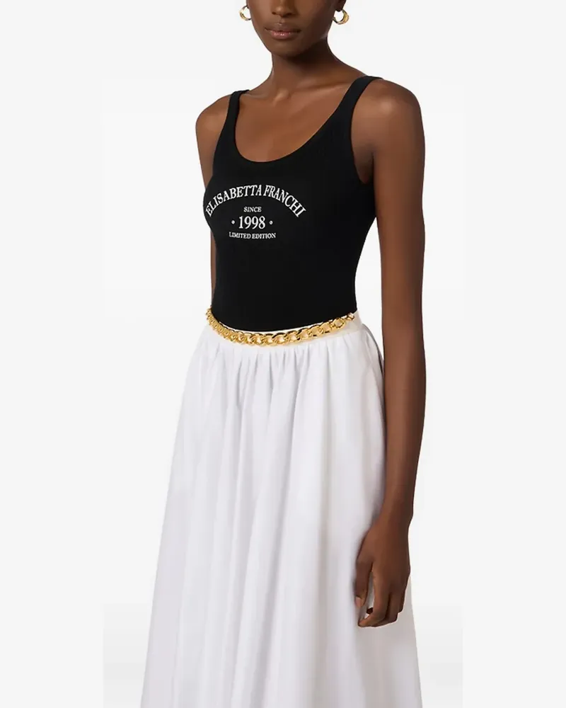 Elisabetta Franchi logo-print ribbed bodysuit - Schwarz Schwarz