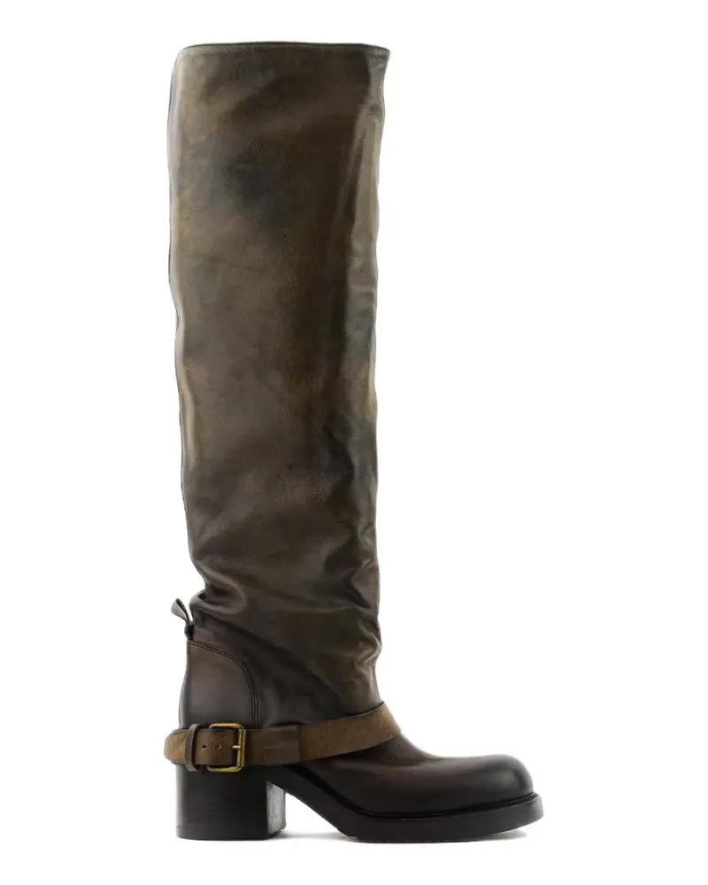 Elena Iachi Kniehohe Stiefel mit Schnallenriemen - Braun Braun