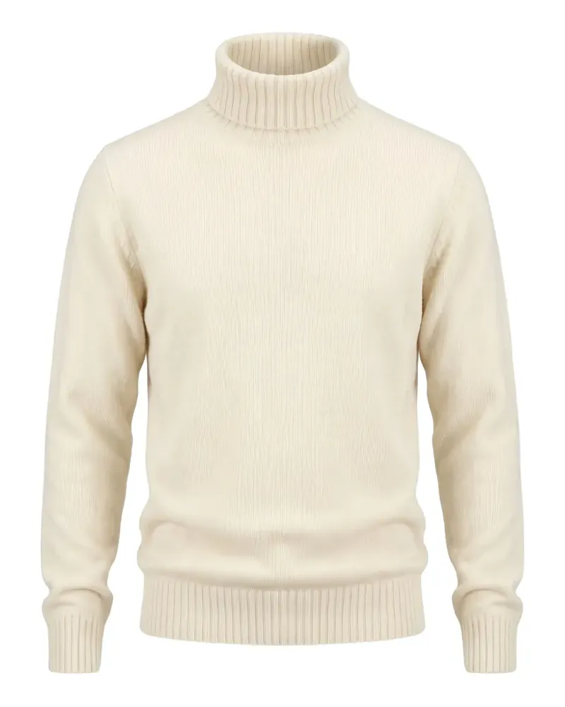 PIACENZA 1733 Rollkragenpullover mit geripptem Saum - Nude Nude