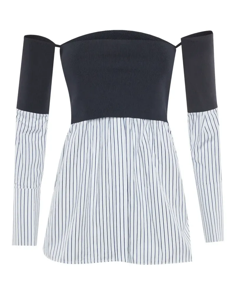 Victoria Beckham striped off-shoulder top - Blau Blau