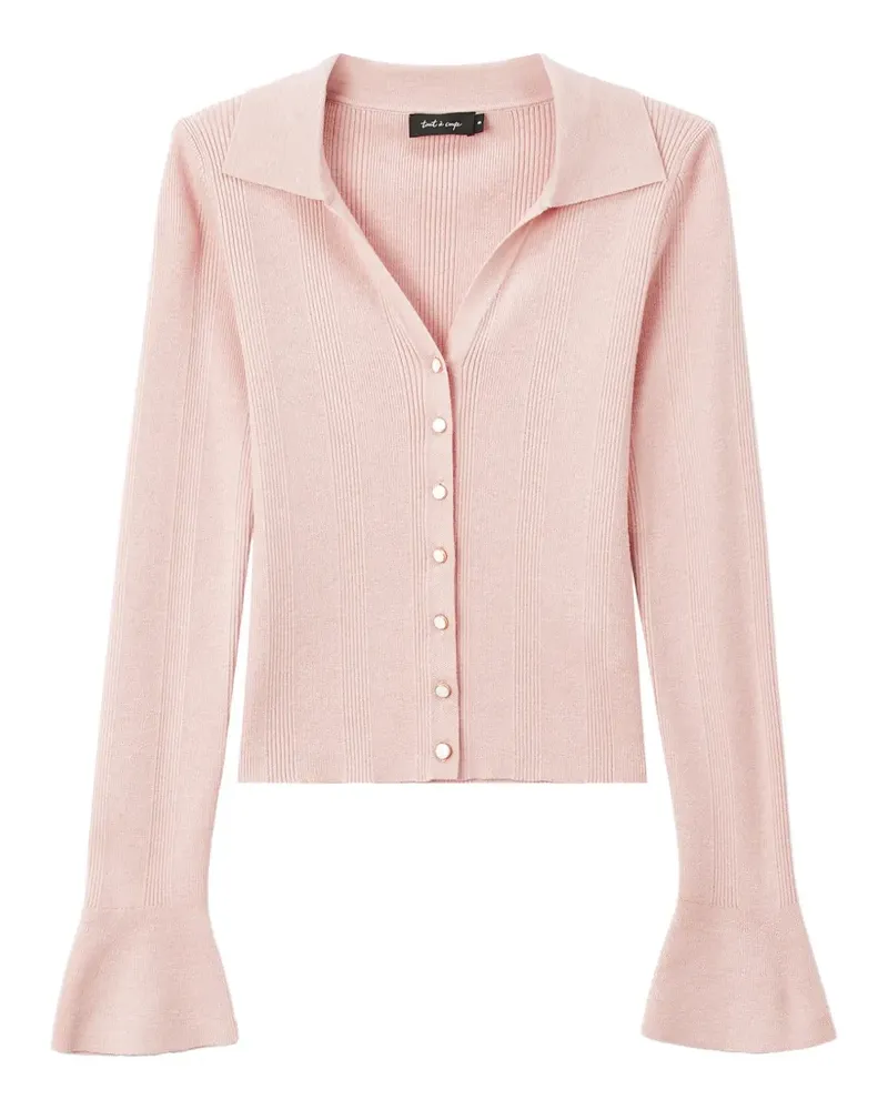 Tout a Coup Gerippter Cardigan mit ausgestellten Ärmeln - Rosa Rosa