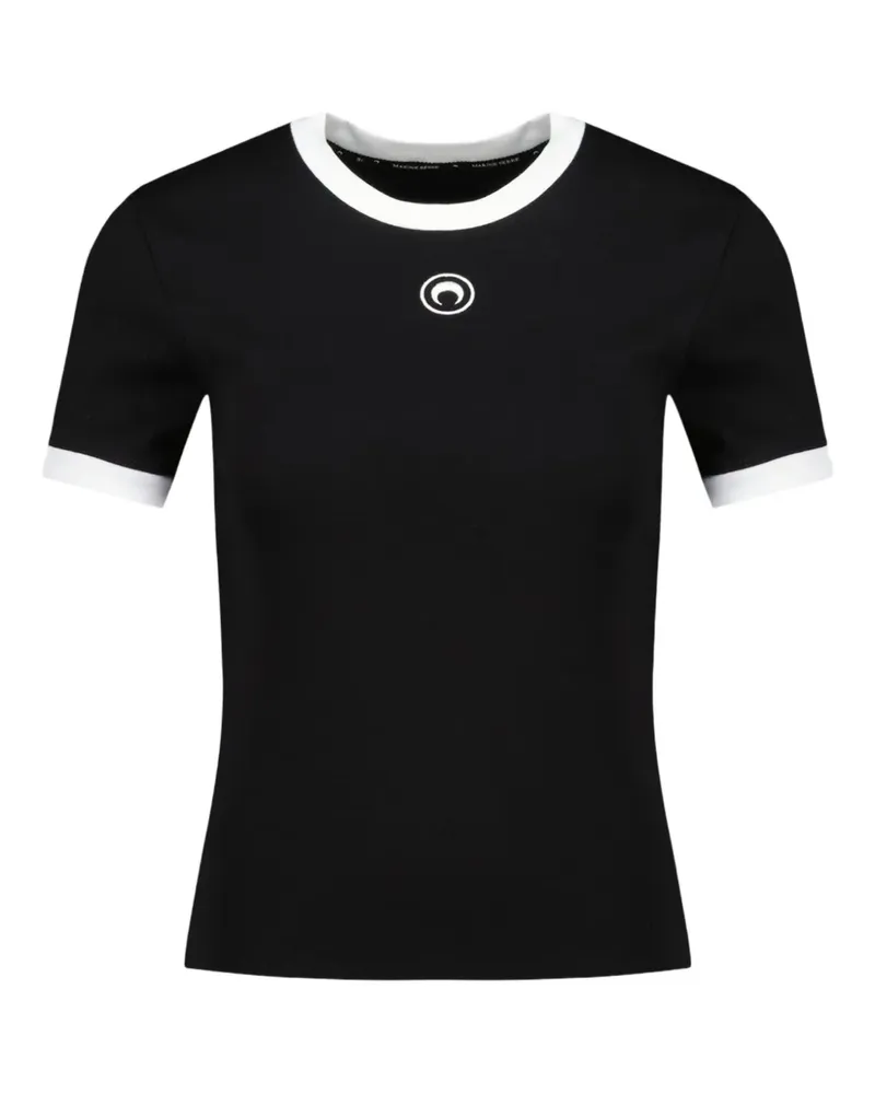 Marine Serre T-Shirt mit Mond-Logo - Schwarz Schwarz