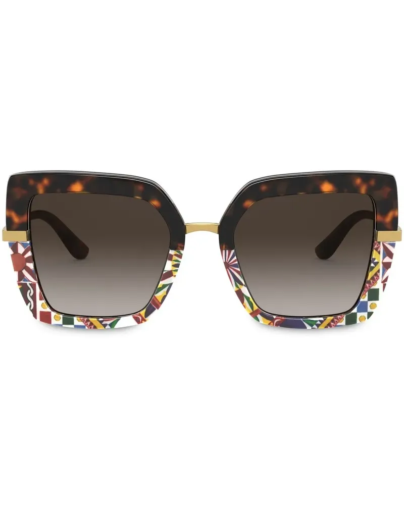 Dolce & Gabbana Gemusterte Oversized-Sonnenbrille - Braun Braun