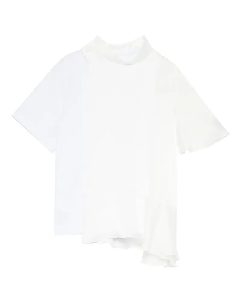 Sacai T-Shirt mit asymmetrischem Einsatz - Weiß Weiß