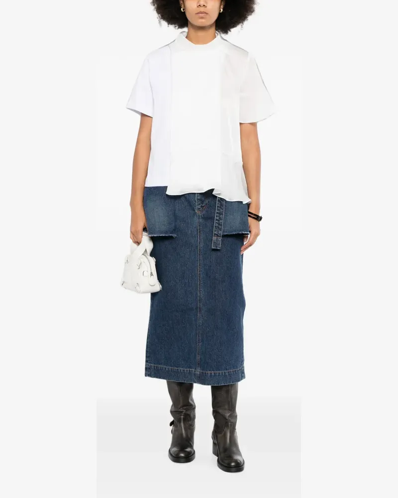 Sacai T-Shirt mit asymmetrischem Einsatz - Weiß Weiß