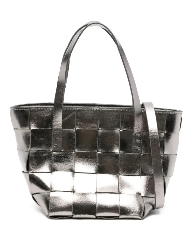 Dragon Diffusion Gewebter Shopper aus Leder - Silber Silber