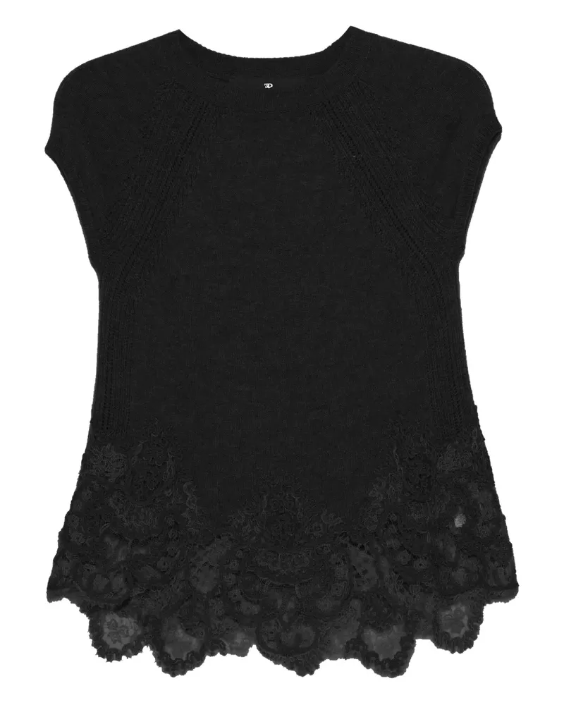 Ermanno Scervino Strickoberteil mit Spitzenbesatz - Schwarz Schwarz