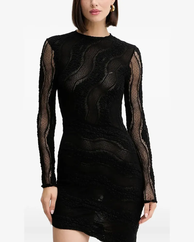 Charo Ruiz long-sleeve asymmetrical dress - Schwarz Schwarz