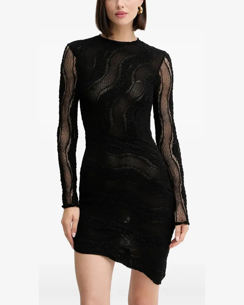 Charo Ruiz long-sleeve asymmetrical dress - Schwarz Schwarz